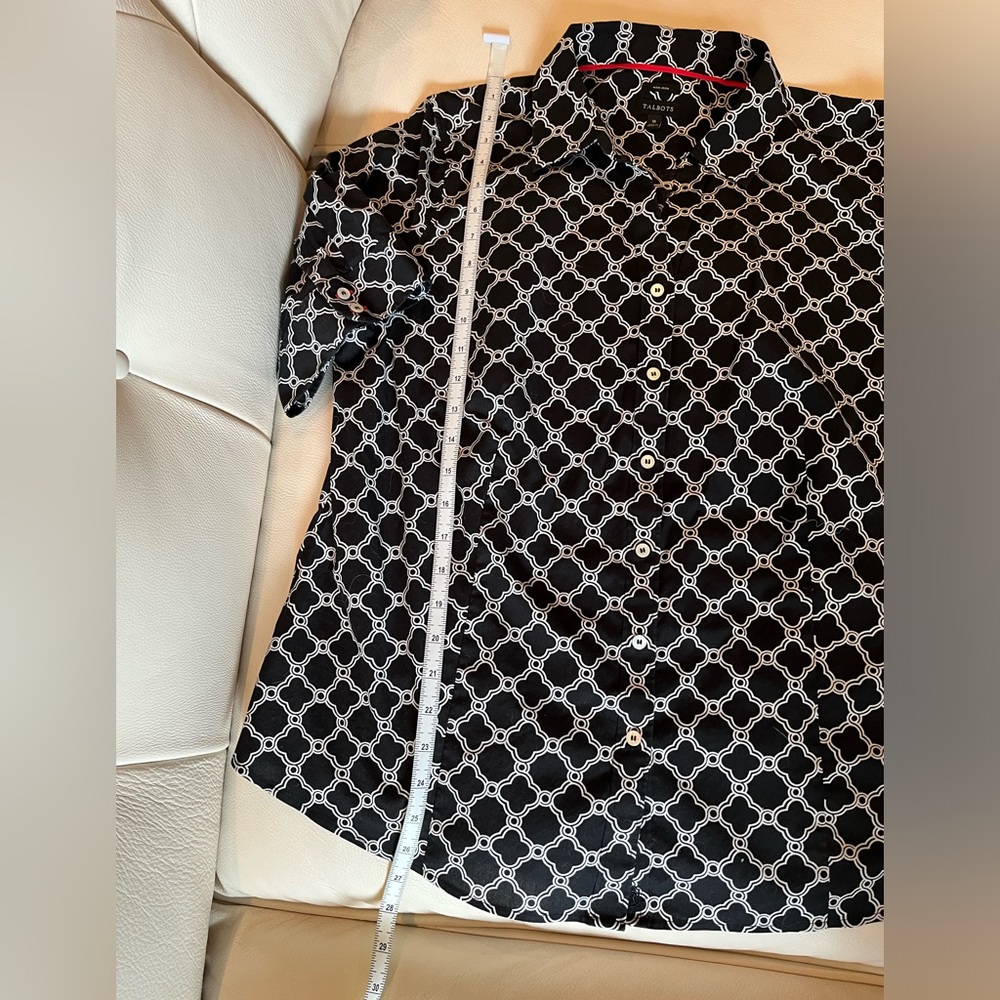 Talbots Black and White Geometric Blouse - Picture 6 of 7